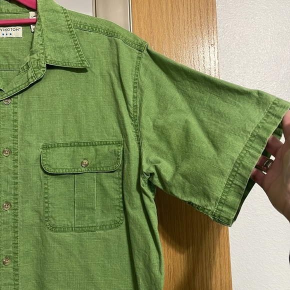 Covington size Large 42-44 green short sleeve button up casual shirt pockets - Picture 4 of 10